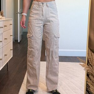 SHEIN High Rise Cargo Jeans in Beige